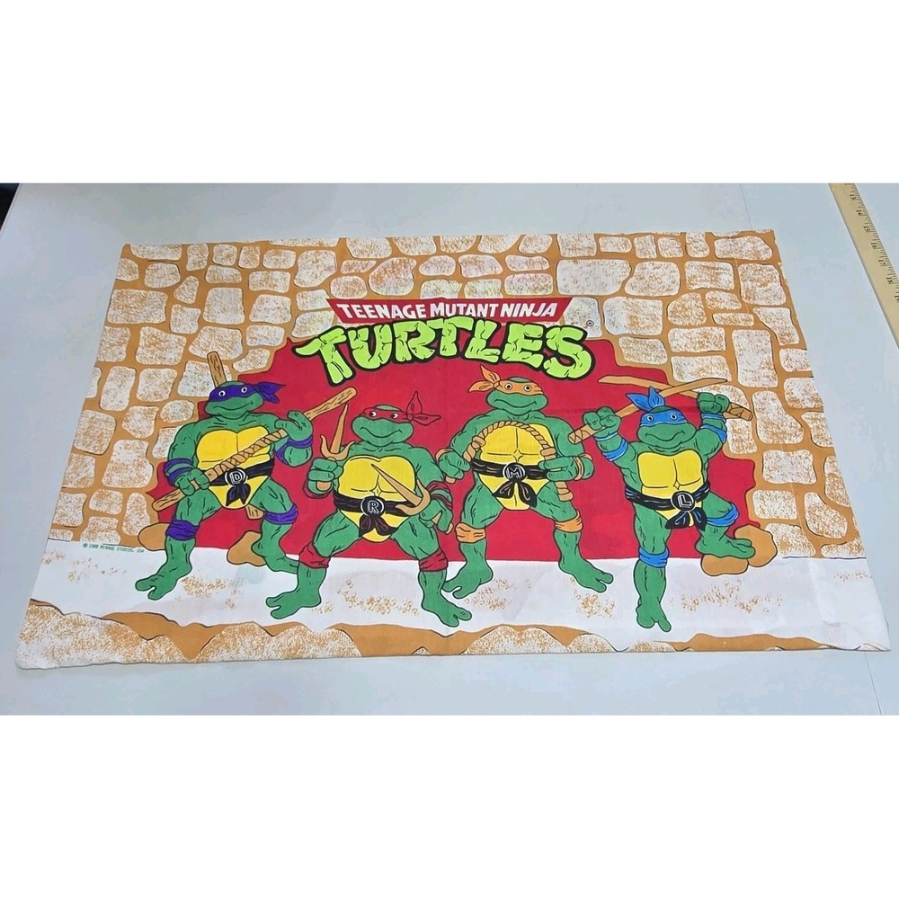 Vintage 1988 TMNT Teenage Mutant Ninja‎ Turtles Pillowcase 29x19 Bright Colors